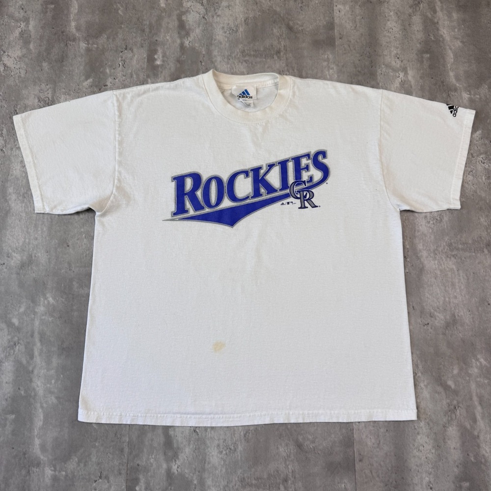 Vintage Adidas Colorado Rockies T-Shirt Men's XL White MLB Baseball Graphic Tee
